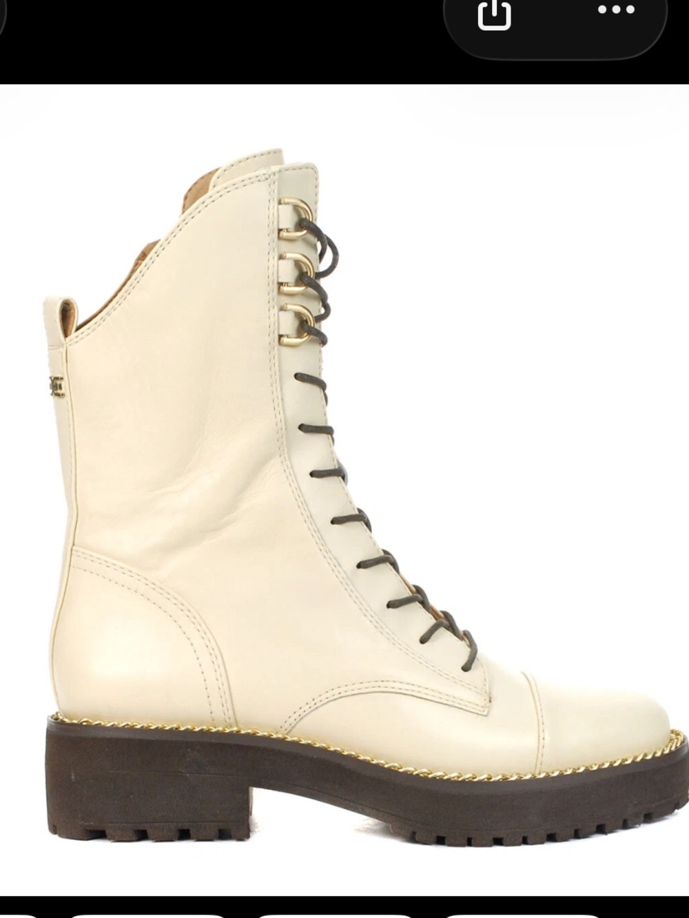 Sam Edelman Ivory Lace-Up Platform Combat Boots